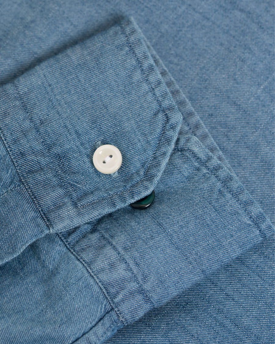 Hombres | Camisas | Eton | Slim Fit Denim Cut Away Shirt Indigo Blue