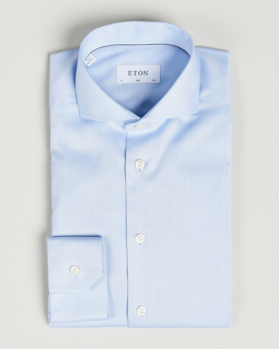 Hombres | Camisas | Eton | Slim Fit Twill Cut Away Shirt Light Blue