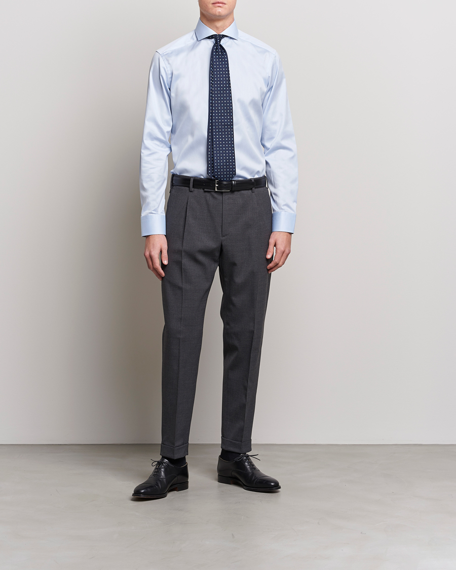 Hombres | Camisas | Eton | Slim Fit Twill Cut Away Shirt Light Blue