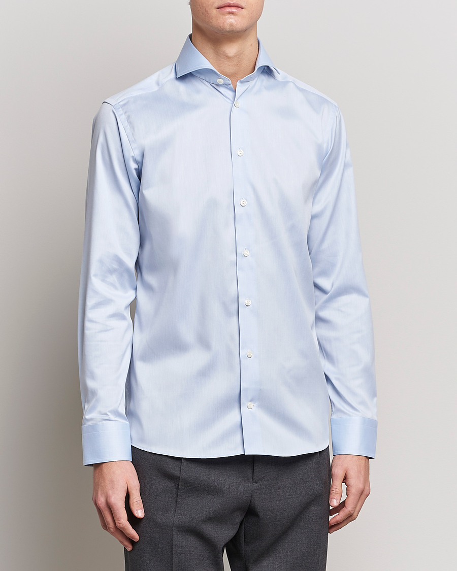 Hombres | Camisas | Eton | Slim Fit Twill Cut Away Shirt Light Blue