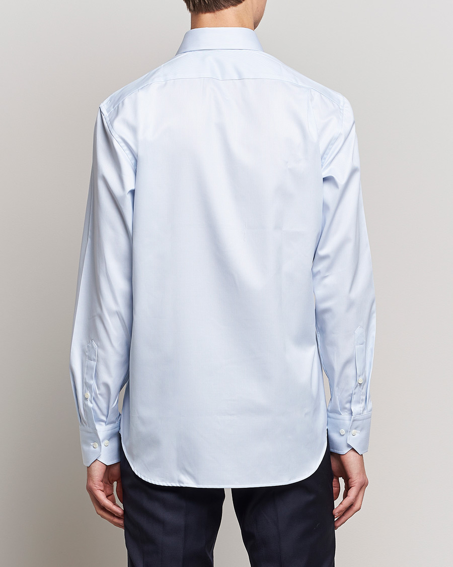 Hombres | Camisas | Stenströms | Fitted Body Thin Stripe Shirt White/Blue