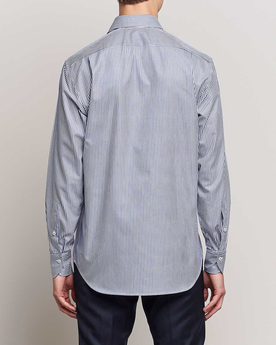 Hombres | Camisas | Stenströms | Fitted Body Stripe Shirt White/Blue