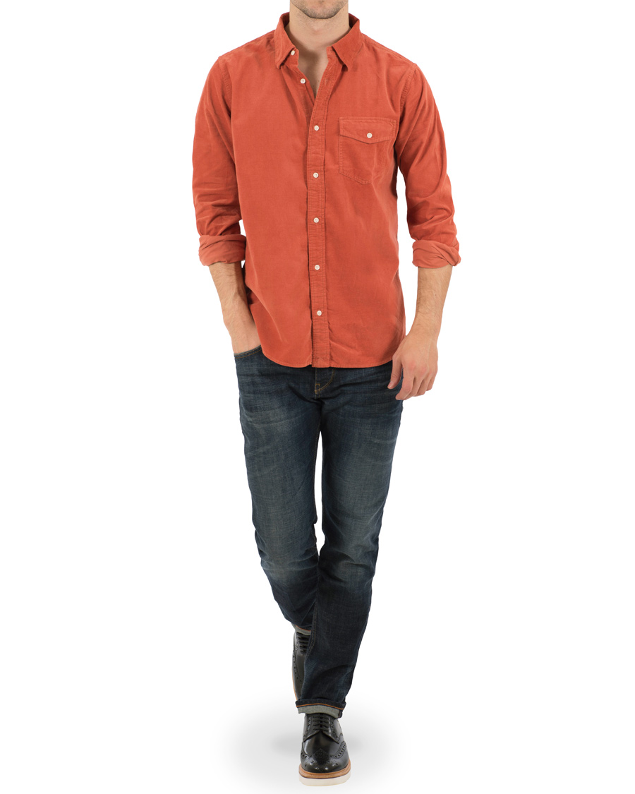 Hombres | Camisas | WACAY | Gusto Baby Cord Shirt Coral