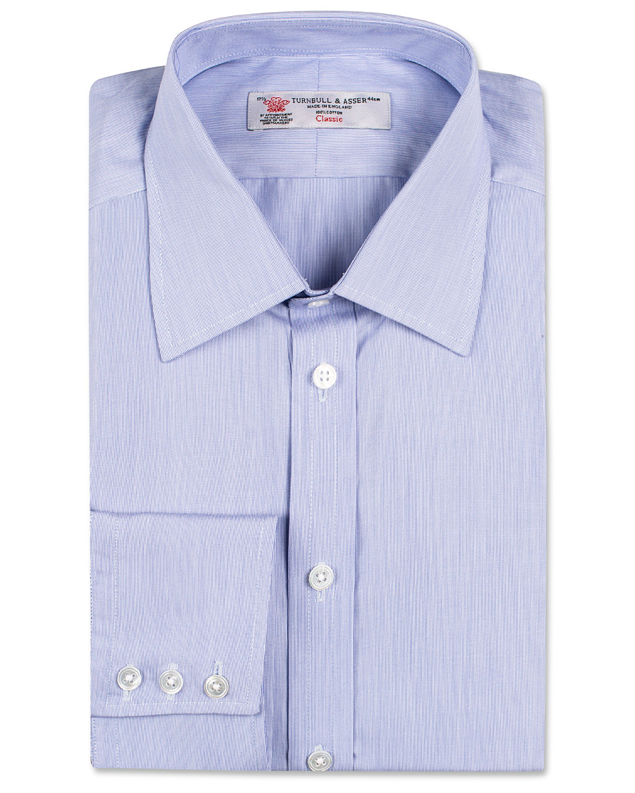 Hombres | Camisas | Turnbull & Asser | Classic Fit Hairline Stripe Shirt Blue