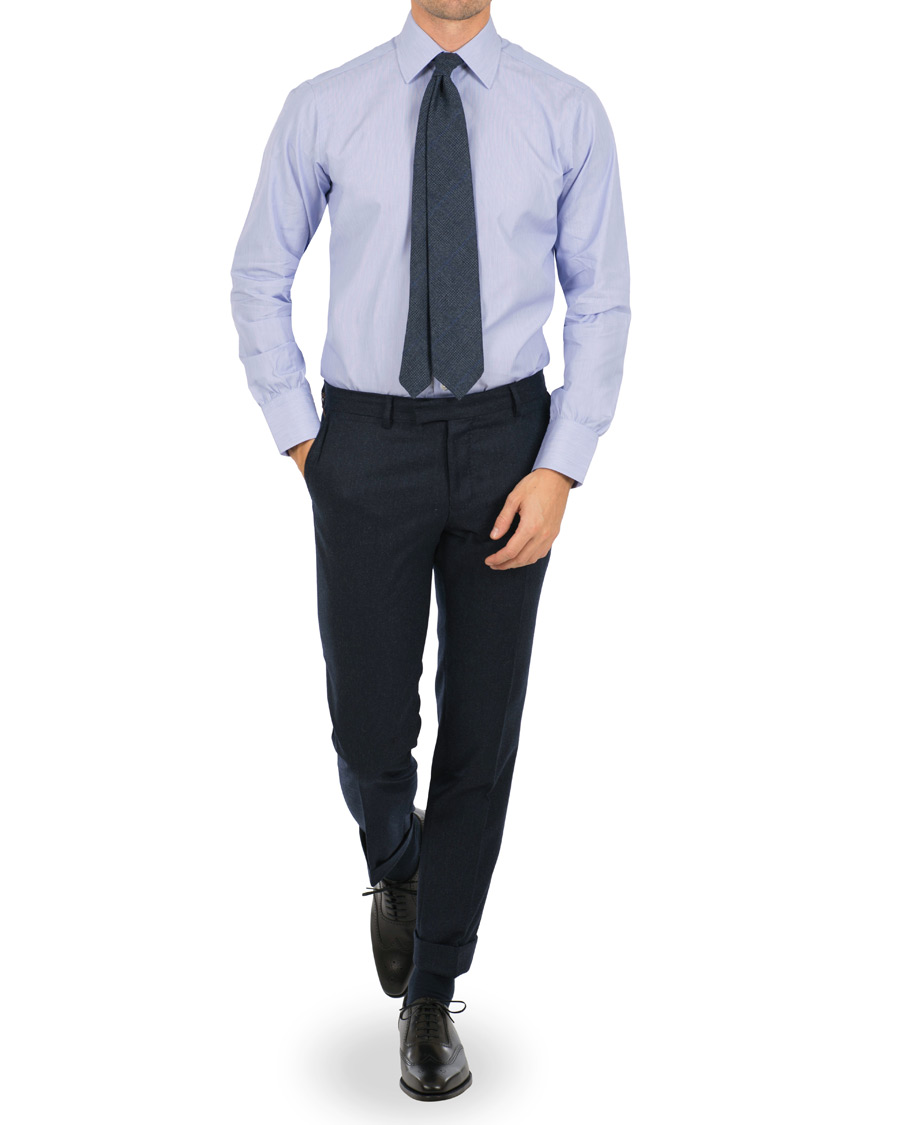 Hombres | Camisas | Turnbull & Asser | Classic Fit Hairline Stripe Shirt Blue