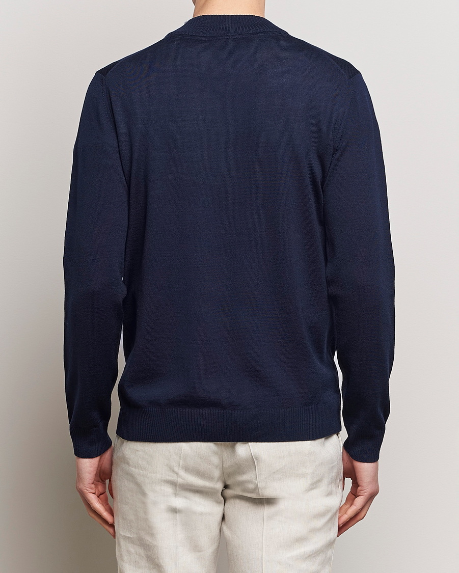 Hombres | Jerséis y prendas de punto | Stenströms | Merino Wool Half Zip Navy