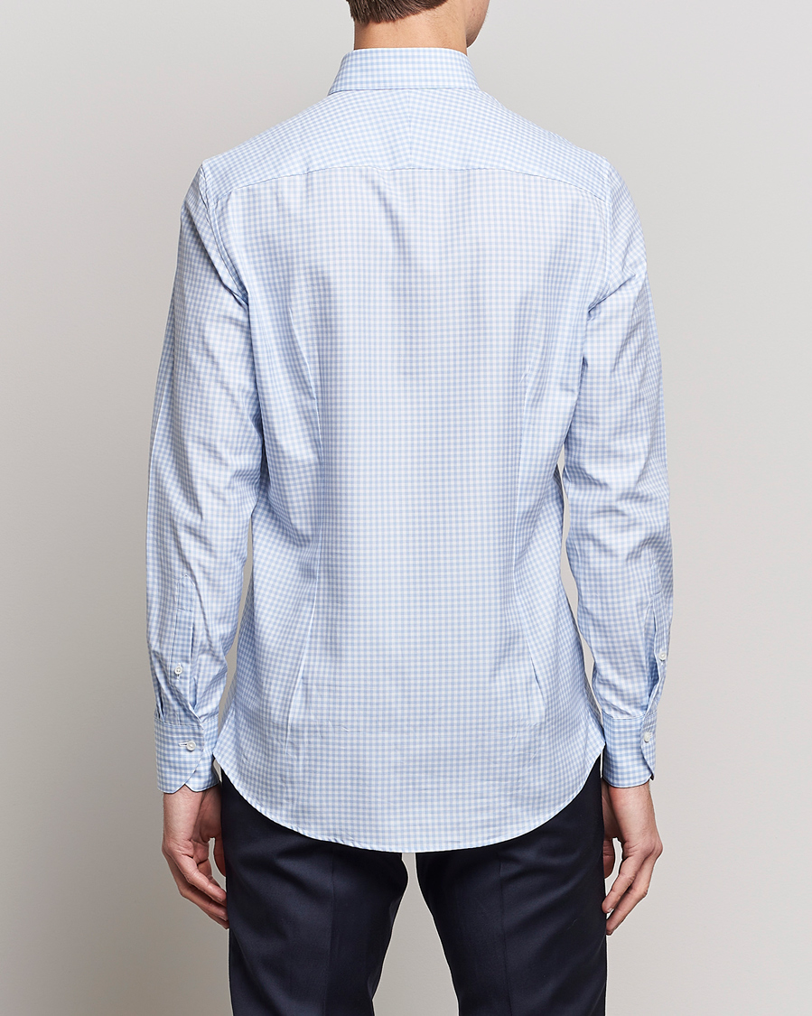 Hombres | Camisas | Stenströms | 1899 Slimline Button Down Check Shirt White/Blue