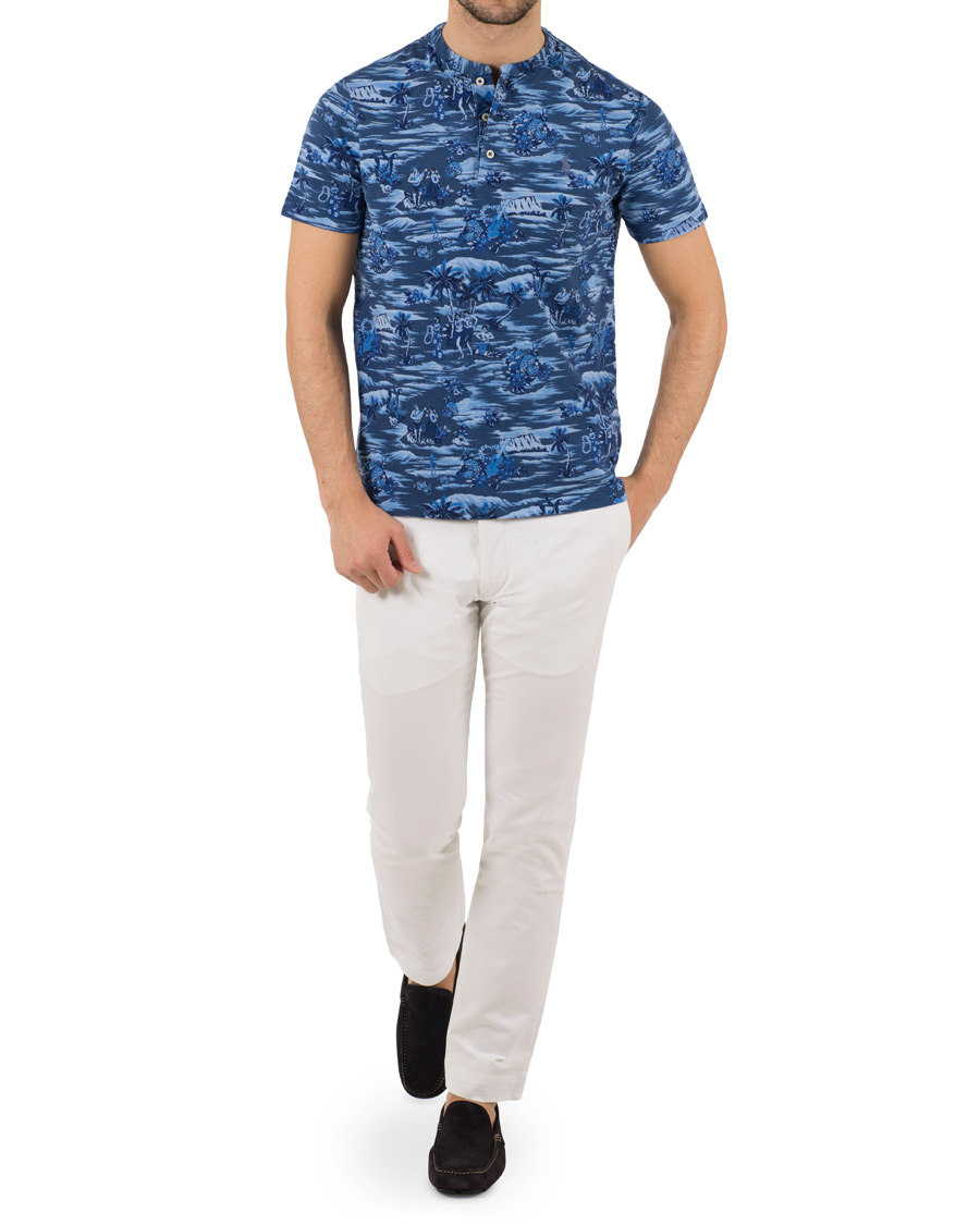 Hombres | Polos | Polo Ralph Lauren | Featherweight Grandad Collar Polo Indigo Island Blue