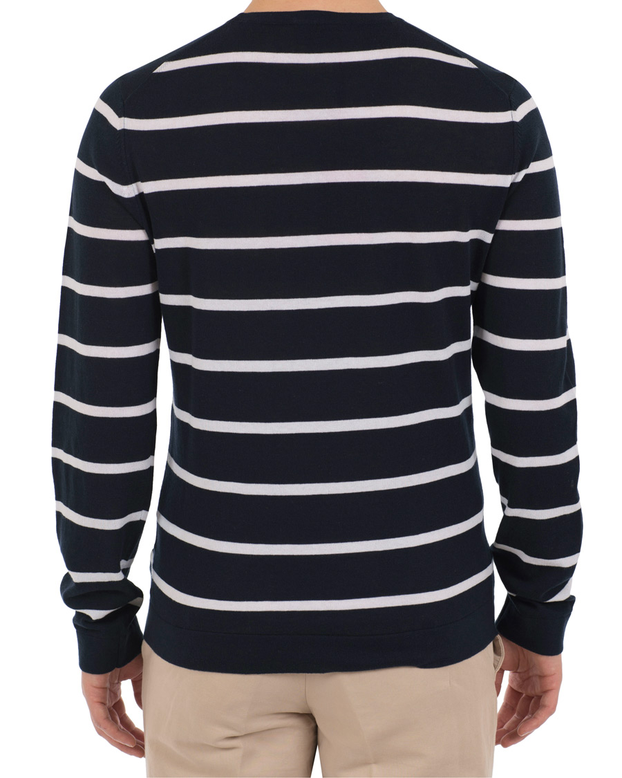 Hombres | Jerséis y prendas de punto | HUGO | Simun Stripe Knitted Crew Neck Navy/White