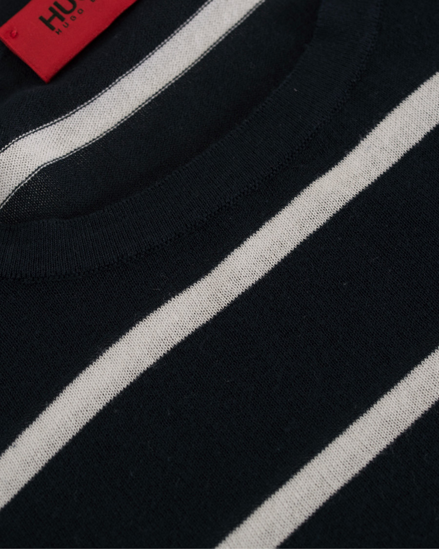 Hombres | Jerséis y prendas de punto | HUGO | Simun Stripe Knitted Crew Neck Navy/White