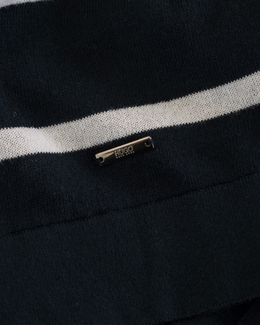 Hombres | Jerséis y prendas de punto | HUGO | Simun Stripe Knitted Crew Neck Navy/White