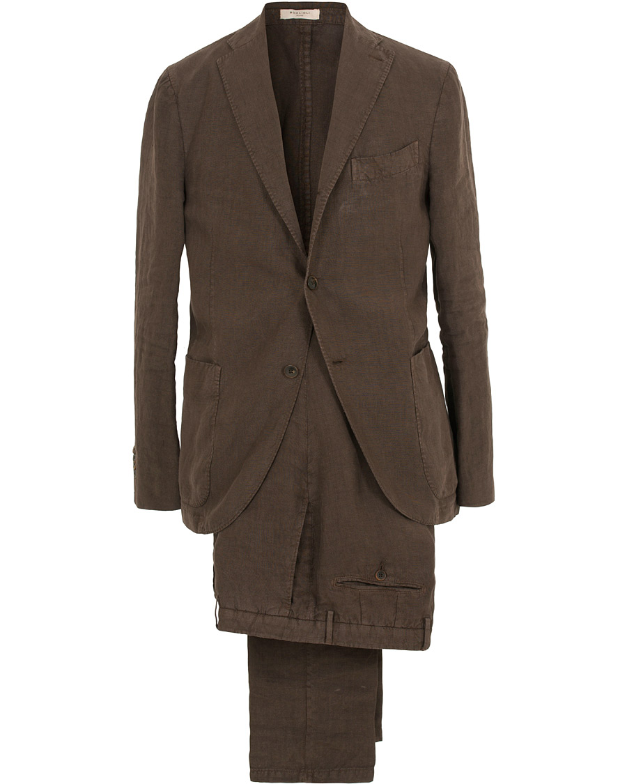 Hombres | Trajes | Boglioli | K Jacket Linen Suit Brown