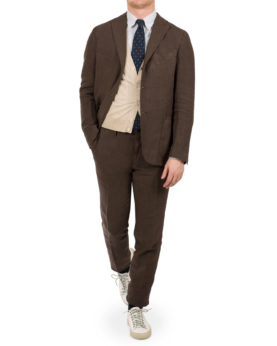 Hombres | Trajes | Boglioli | K Jacket Linen Suit Brown