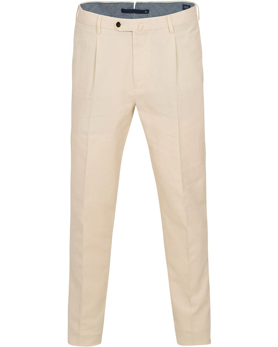 Hombres | Pantalones | Incotex | Carrot Fit Single Pleated Trousers Off White
