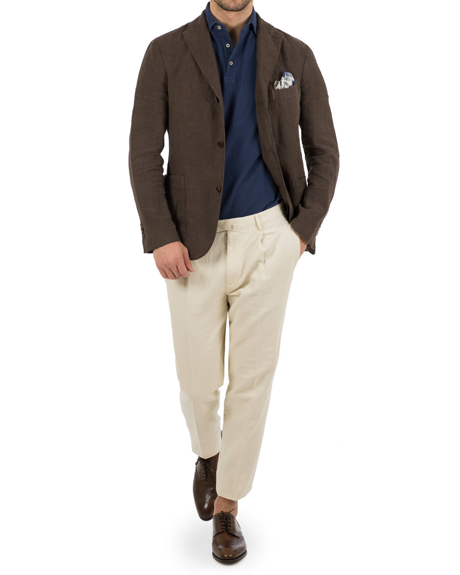 Hombres | Pantalones | Incotex | Carrot Fit Single Pleated Trousers Off White
