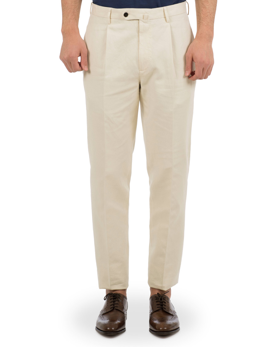 Hombres | Pantalones | Incotex | Carrot Fit Single Pleated Trousers Off White