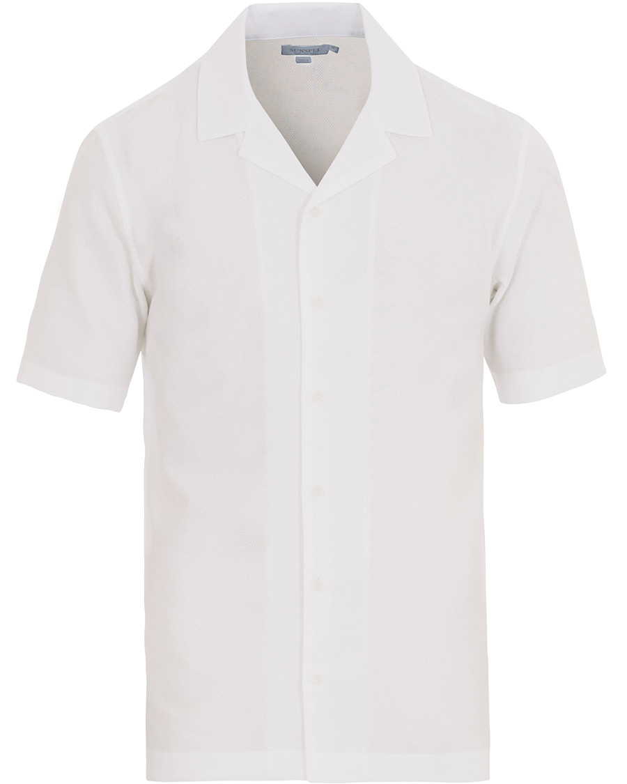 Hombres | Camisas | Sunspel | Riviera Camp Collar Short Sleeve Shirt White