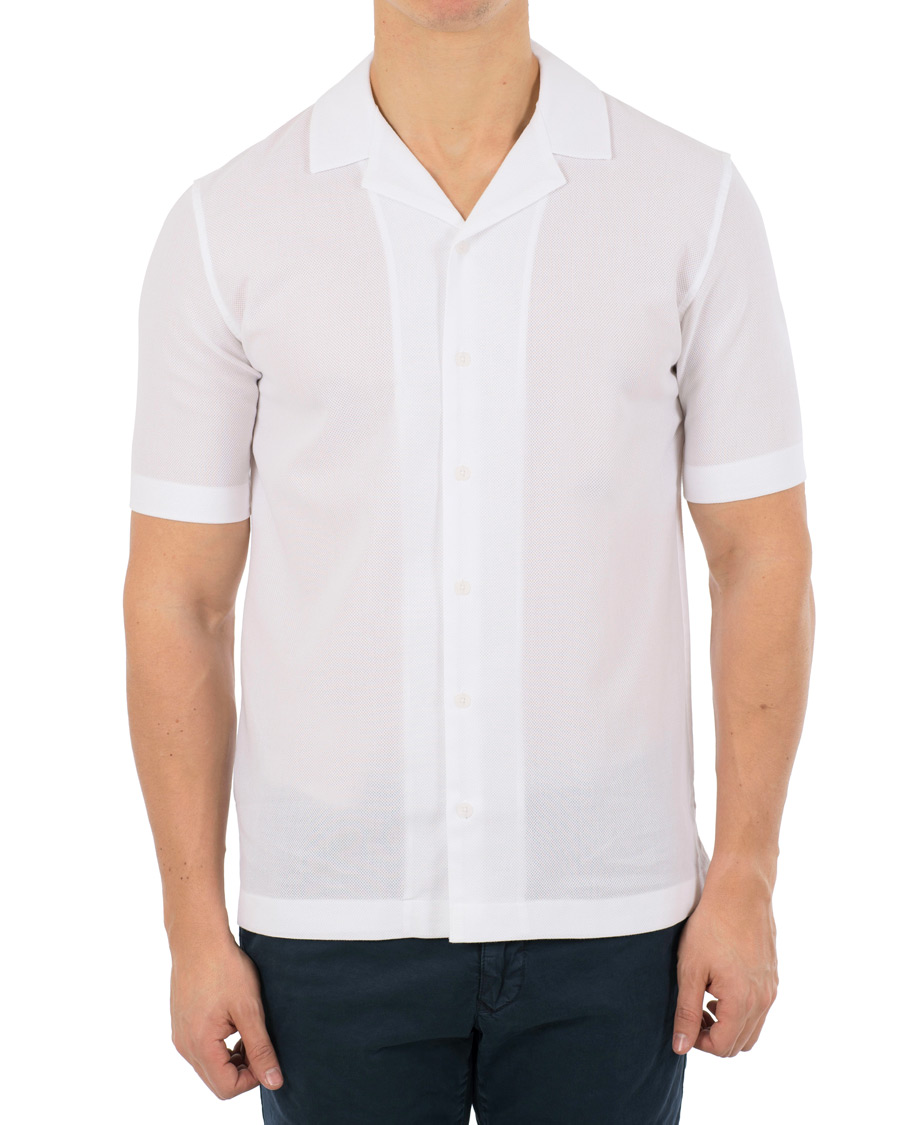 Hombres | Camisas | Sunspel | Riviera Camp Collar Short Sleeve Shirt White