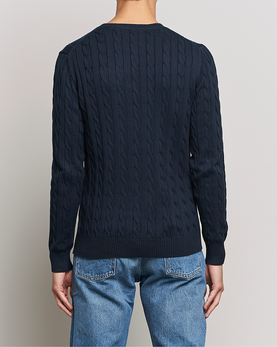 Hombres | Jerséis y prendas de punto | GANT | Cotton Cable Crew Neck Pullover Evening Blue