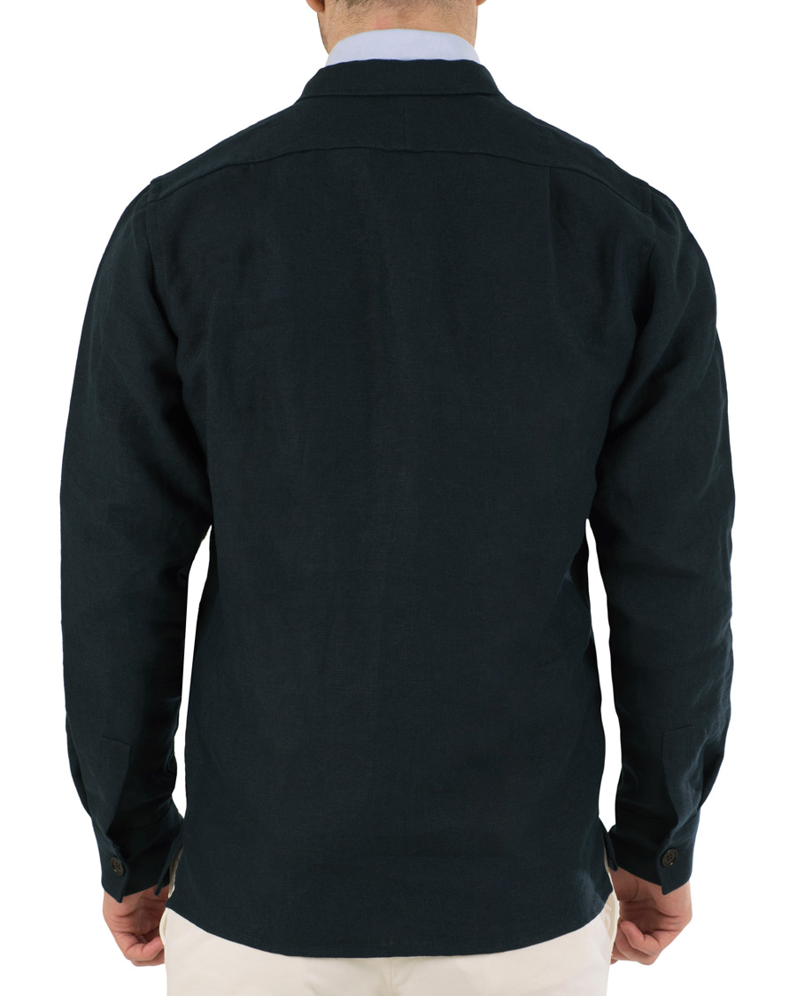 Hombres | Camisas | Drake's | Linen 2 Pocket Schacket Navy