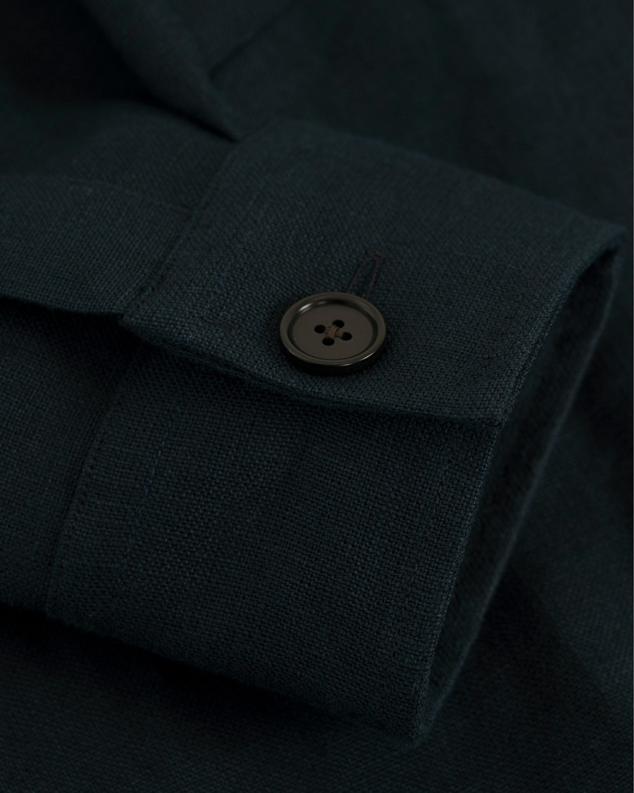 Hombres | Camisas | Drake's | Linen 2 Pocket Schacket Navy