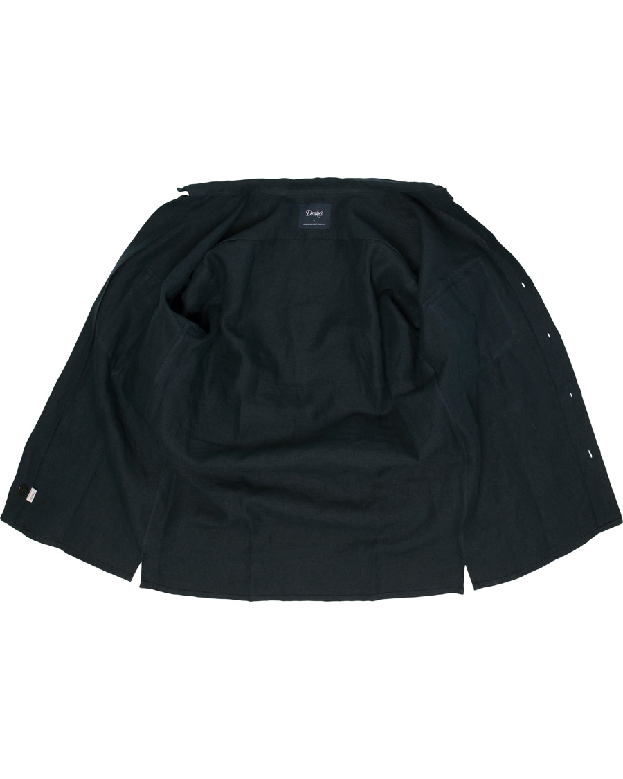 Hombres | Camisas | Drake's | Linen 2 Pocket Schacket Navy