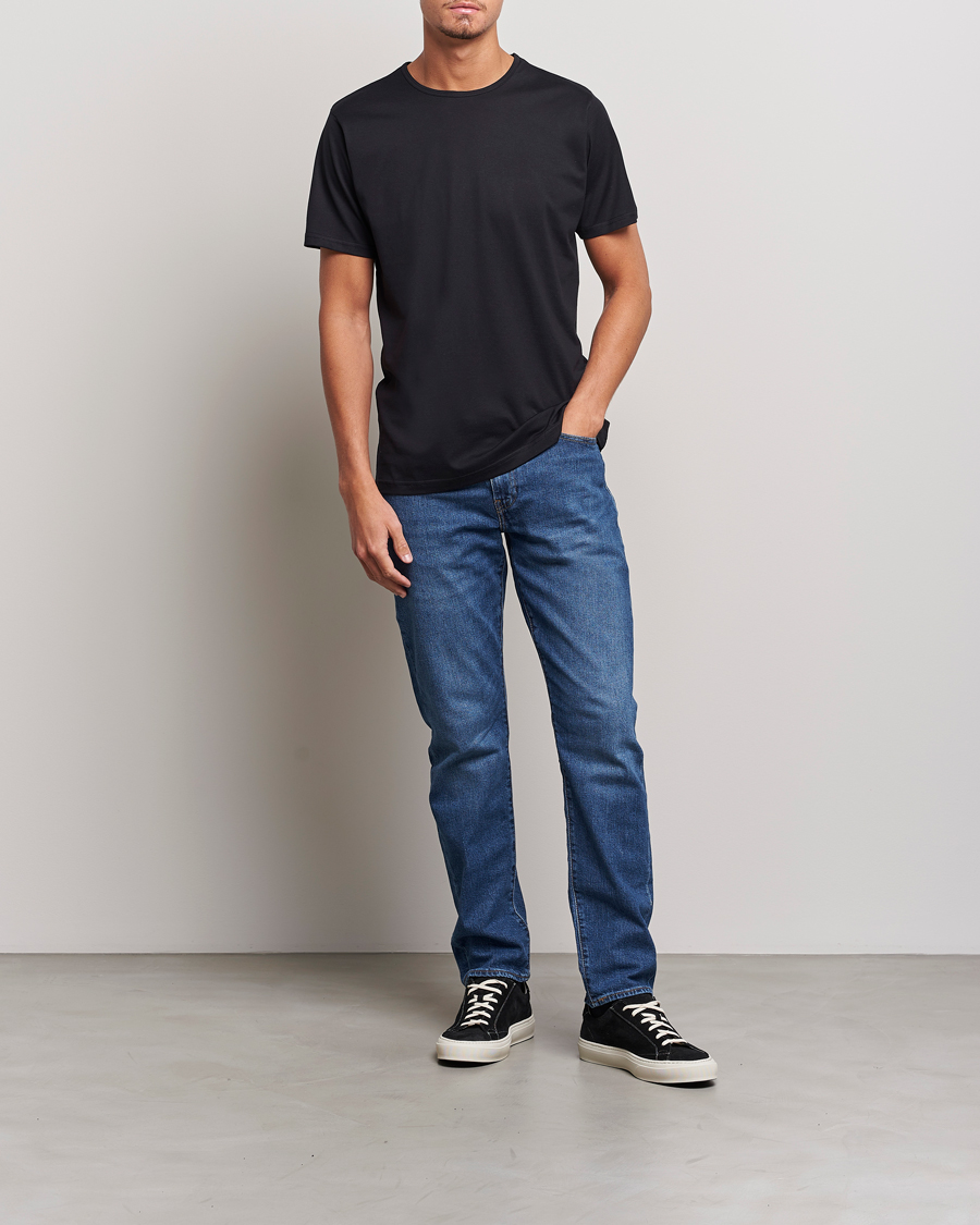 Hombres | Camisetas | Sunspel | Superfine Cotton Crew Neck T-Shirt Black