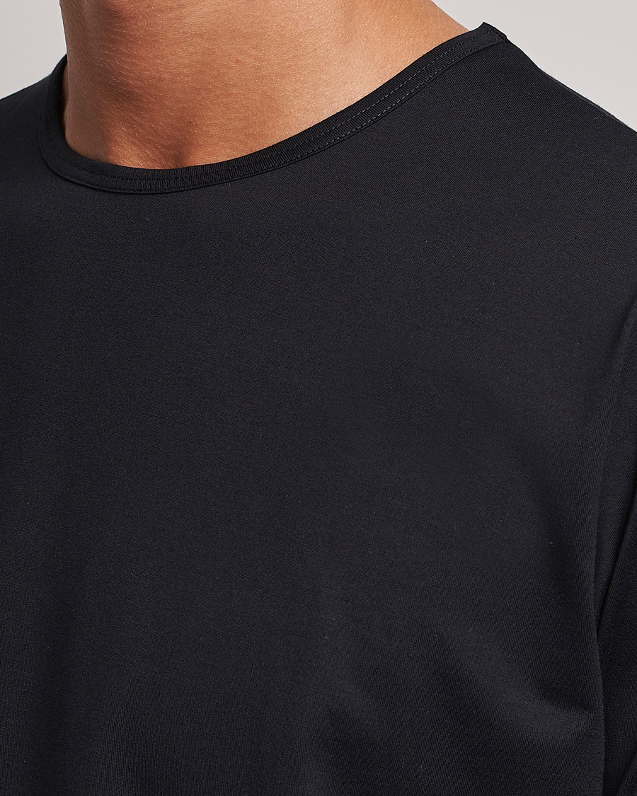 Hombres | Camisetas | Sunspel | Superfine Cotton Crew Neck T-Shirt Black