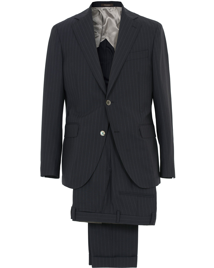 Hombres | Trajes | Oscar Jacobson | Ferry Wool Pinstripe Suit Navy