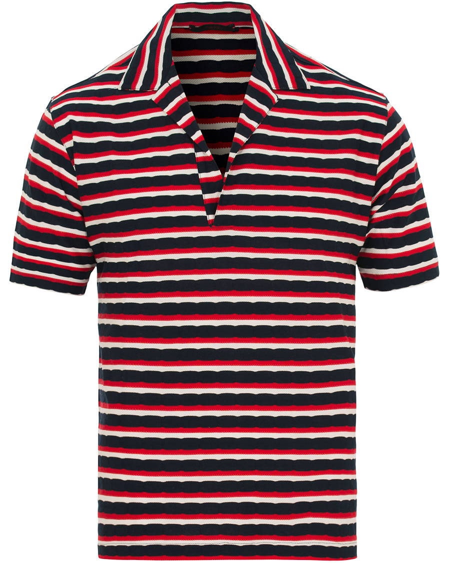 Hombres | Polos | The Gigi | Paro Stripe Polo Red/Navy