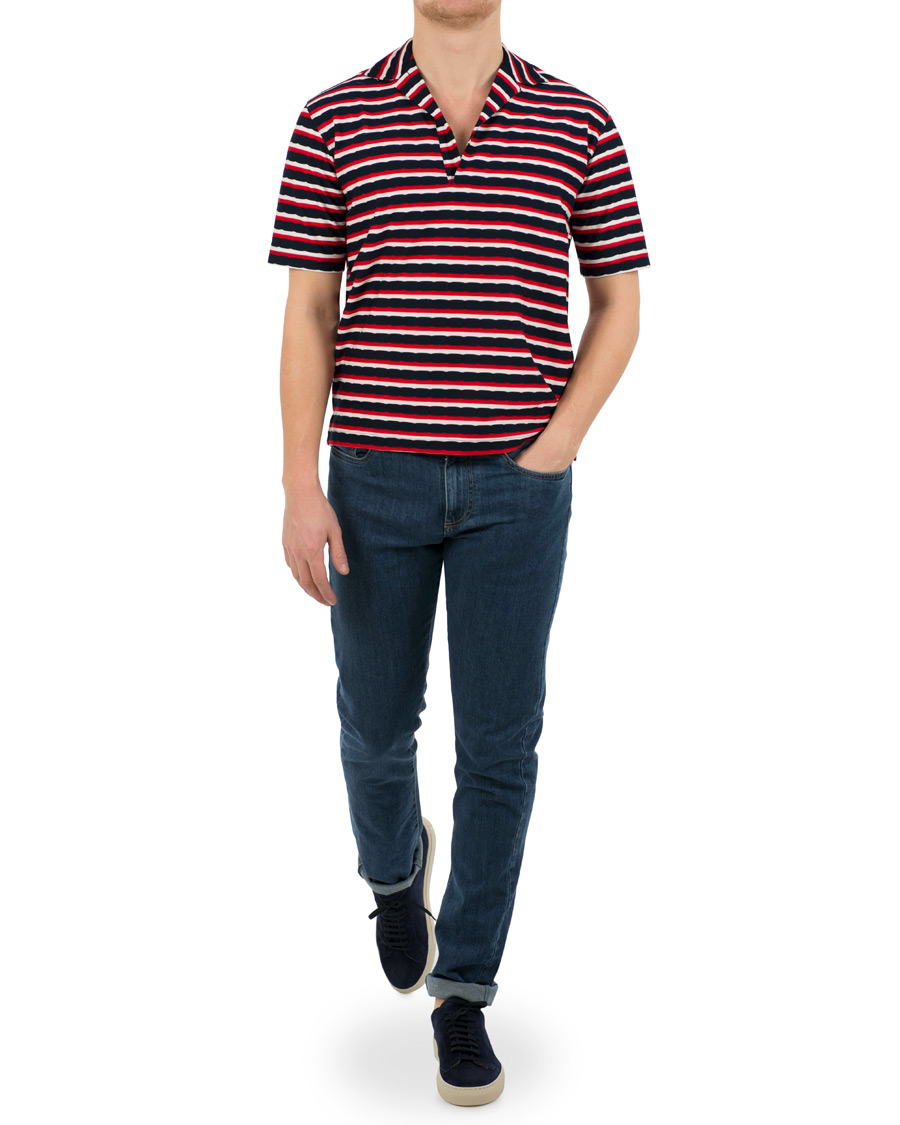 Hombres | Polos | The Gigi | Paro Stripe Polo Red/Navy