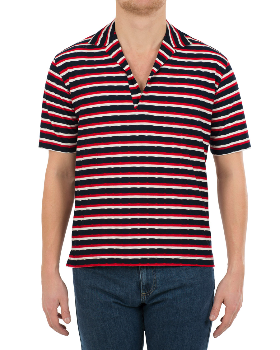 Hombres | Polos | The Gigi | Paro Stripe Polo Red/Navy