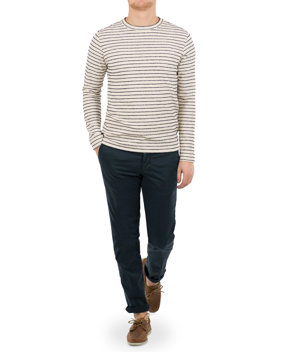 Hombres | Jerséis y prendas de punto | The Gigi | Milos Stripe Lightweight Sweatshirt Navy/White