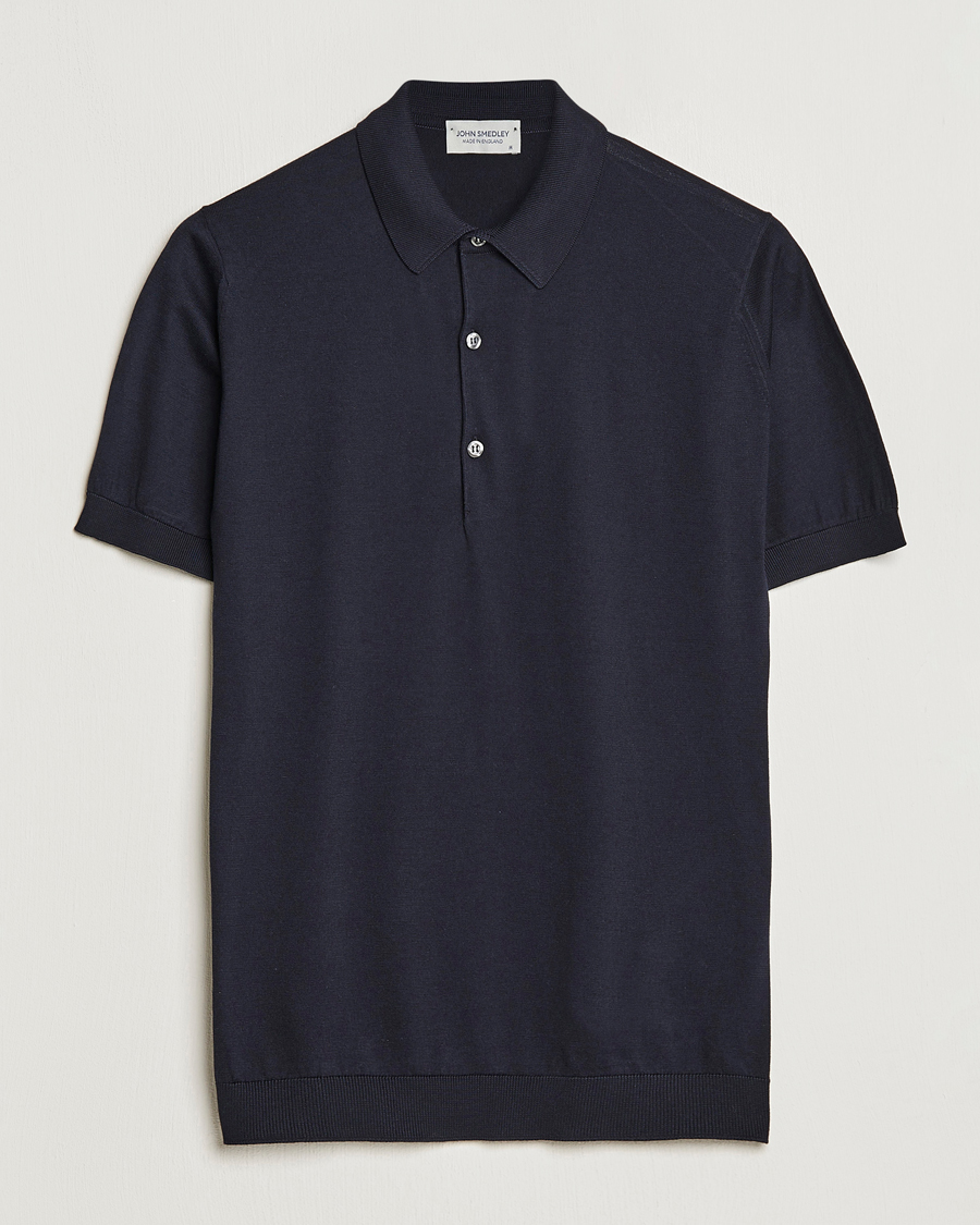 Hombres | Polos | John Smedley | Adrian Slim Fit Sea Island Polo Navy