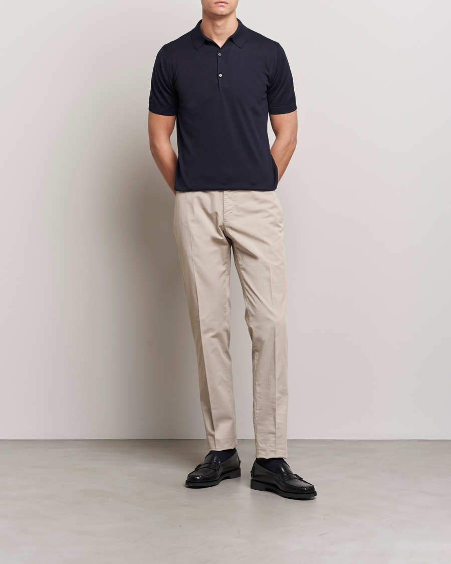 Hombres | Polos | John Smedley | Adrian Slim Fit Sea Island Polo Navy