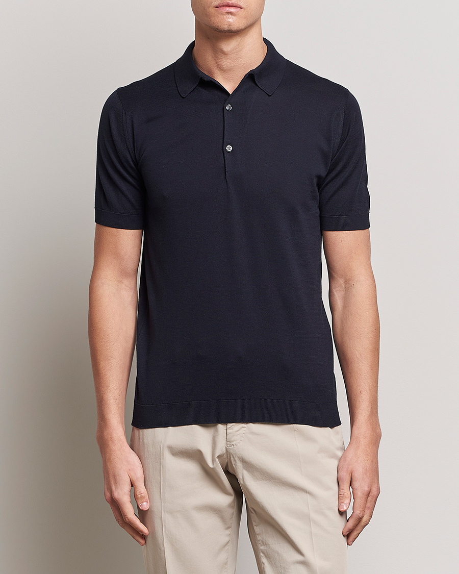 Hombres | Polos | John Smedley | Adrian Slim Fit Sea Island Polo Navy