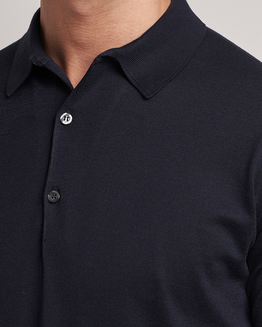 Hombres | Polos | John Smedley | Adrian Slim Fit Sea Island Polo Navy