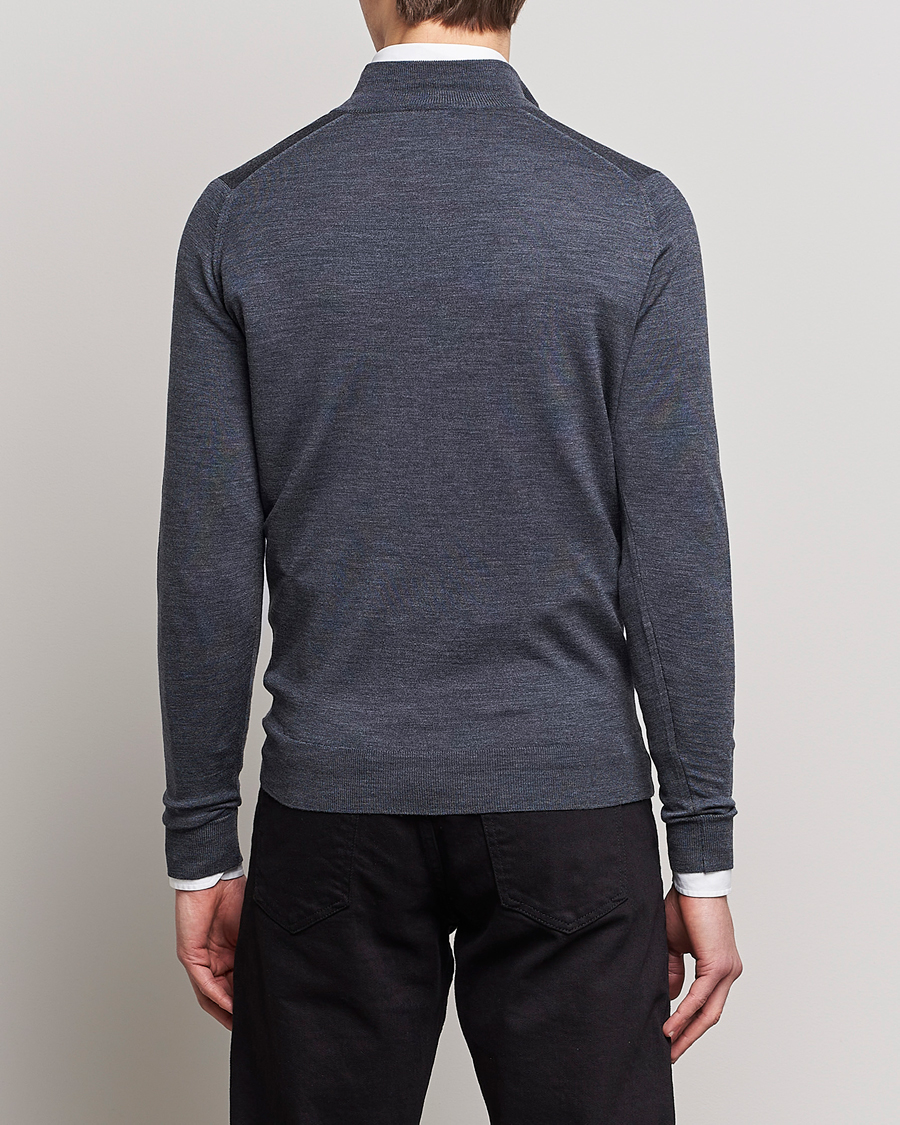 Hombres | Jerséis y prendas de punto | John Smedley | Barrow Extra Fine Merino Half Zip Charcoal