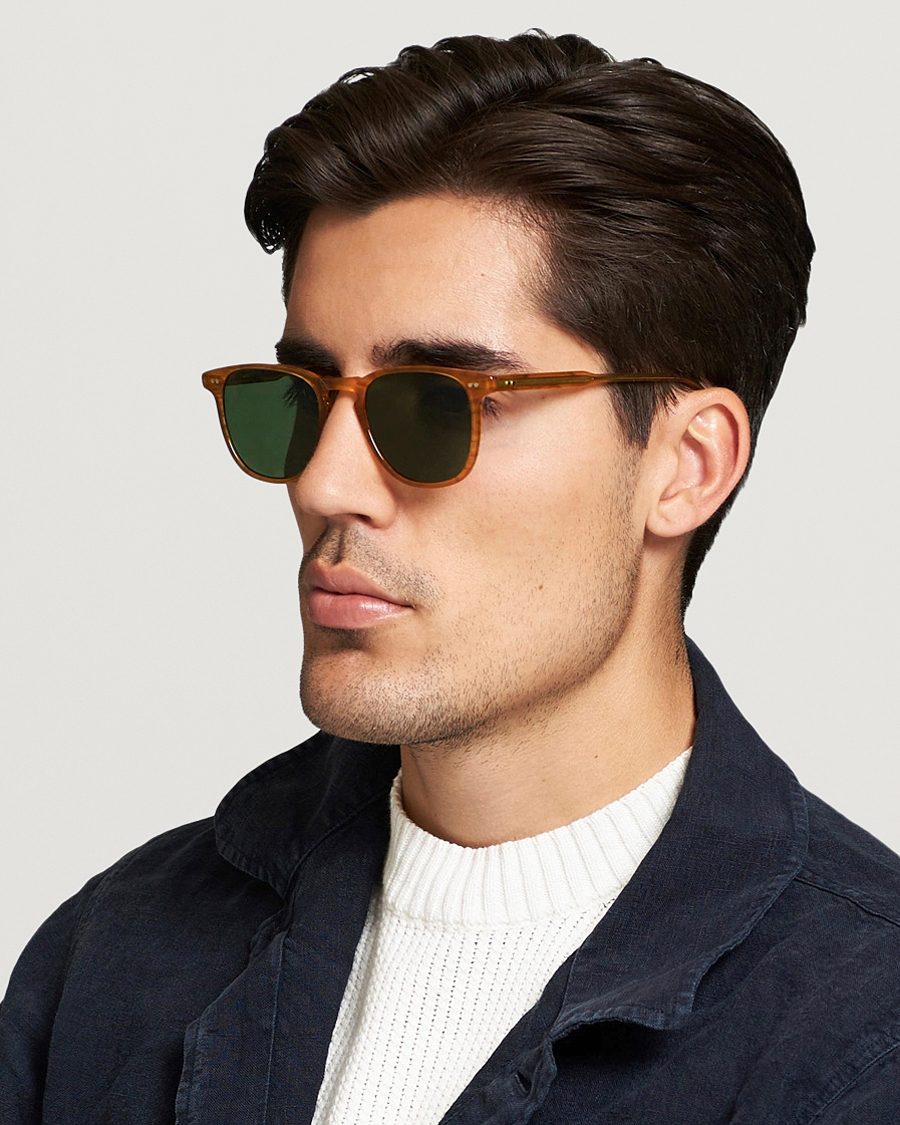 Hombres | Gafas de sol D-frame | Garrett Leight | Brooks 47 Sunglasses Butterscotch/Green Polarized