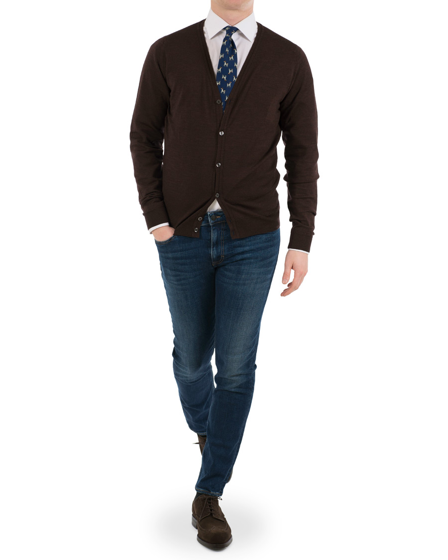 Hombres | Jerséis y prendas de punto | John Smedley | Petworth Merino Cardigan Chestnut