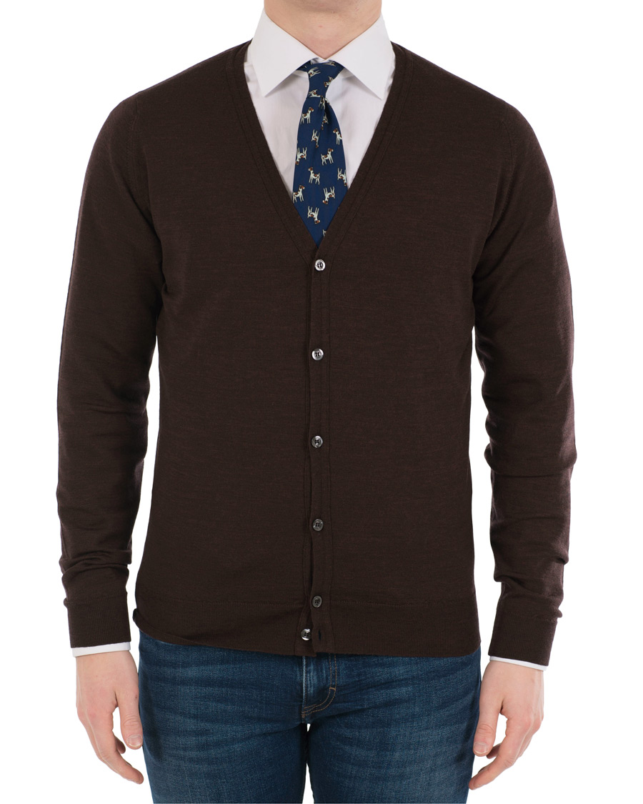 Hombres | Jerséis y prendas de punto | John Smedley | Petworth Merino Cardigan Chestnut