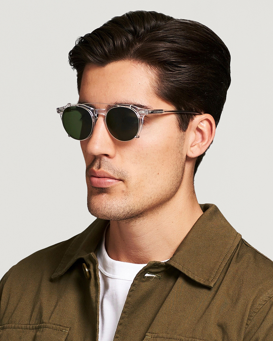Hombres | Gafas de sol redondas | TBD Eyewear | Pleat Clip On Sunglasses  Transparent