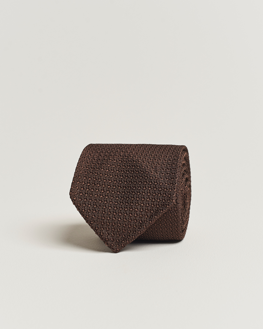 Hombres | Corbatas | Drake's | Drake'sLarge Knot Handrolled Grenadine Silk TieBrown
