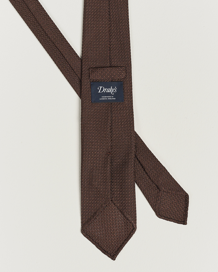 Hombres | Corbatas | Drake's | Drake'sLarge Knot Handrolled Grenadine Silk TieBrown