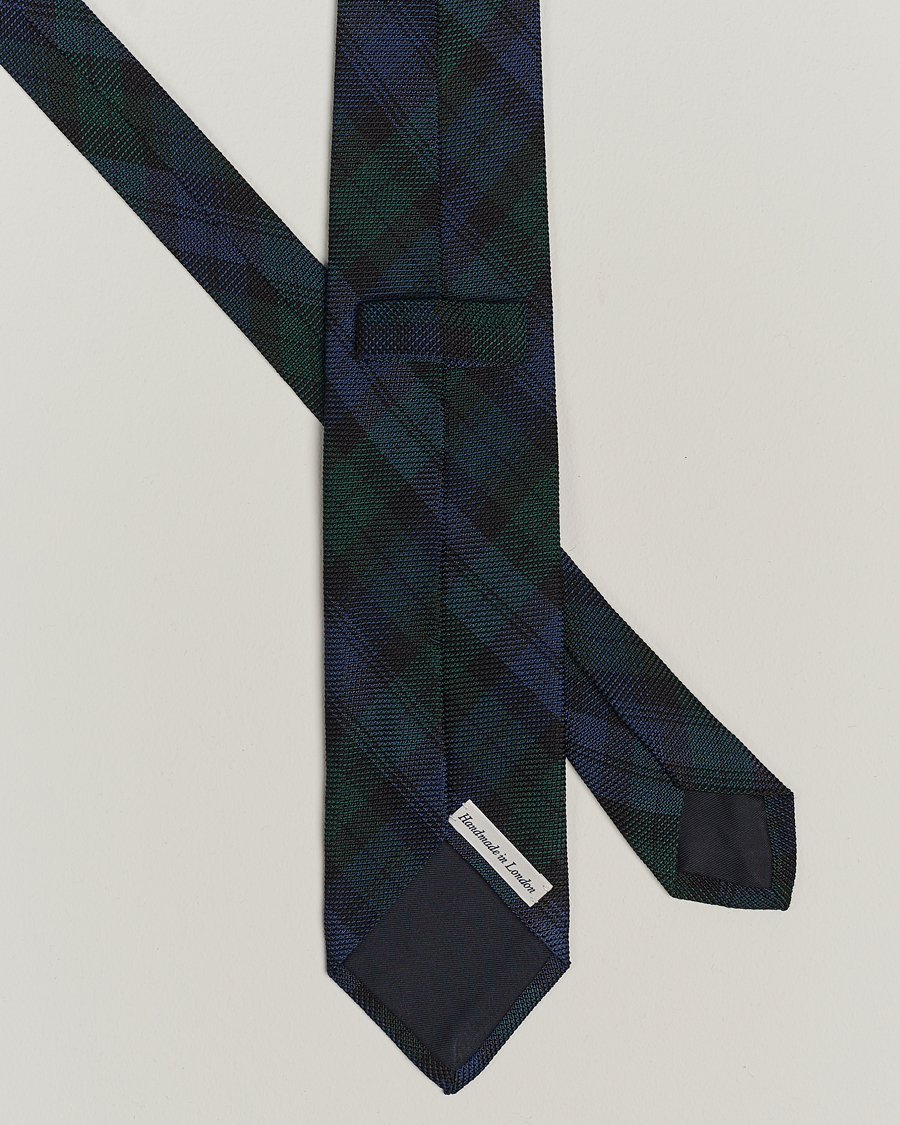 Hombres |  | Drake\'s | Silk Fine Grenadine Handrolled 8 cm Tie Blackwatch