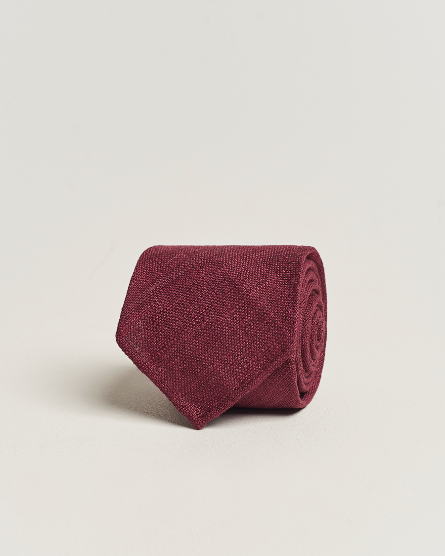 Hombres | Corbatas | Drake's | Silk Tussah Handrolled Tie Wine