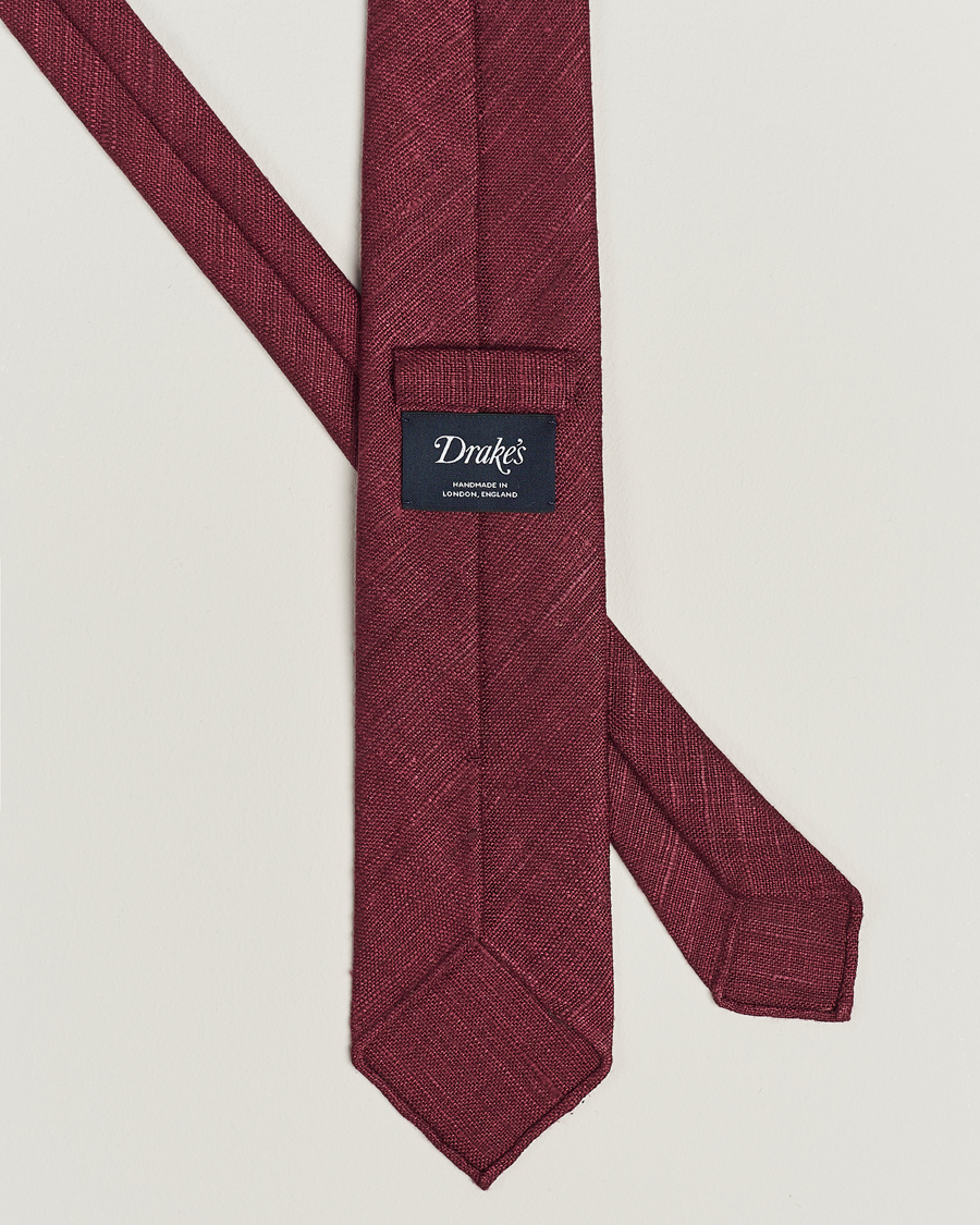 Hombres | Corbatas | Drake's | Silk Tussah Handrolled Tie Wine