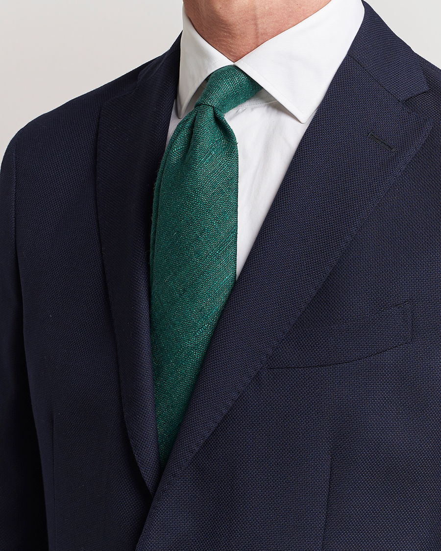 Hombres | Corbatas | Drake's | Drake'sSilk Tussah Handrolled TieGreen
