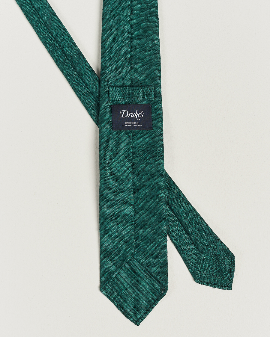 Hombres | Corbatas | Drake's | Drake'sSilk Tussah Handrolled TieGreen