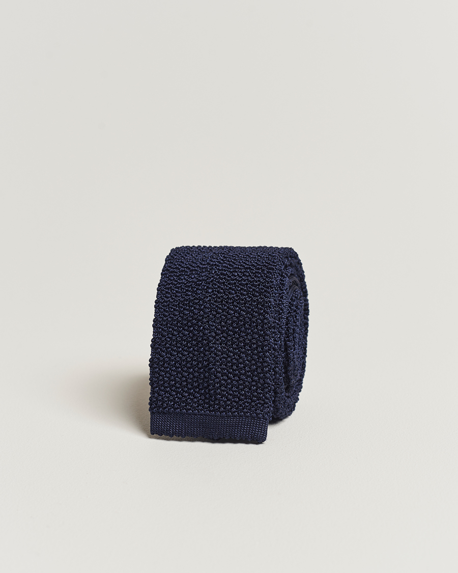 Hombres | Drake's Knitted Silk 6.5 cm Tie Navy | Drake's | Knitted Silk 6.5 cm Tie Navy